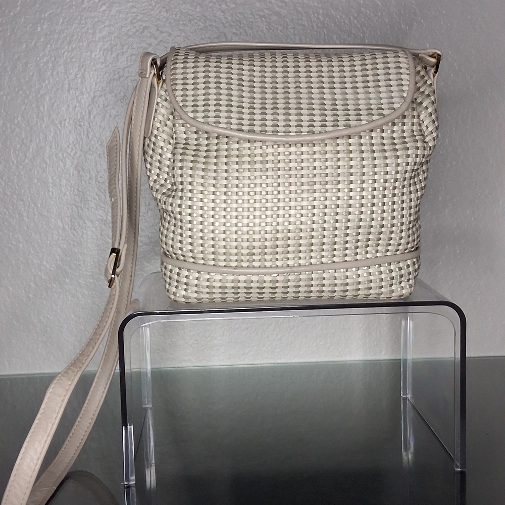 GANSON Chic Cream and Gray  Woven Women's Backpack - Picture 7 of 16